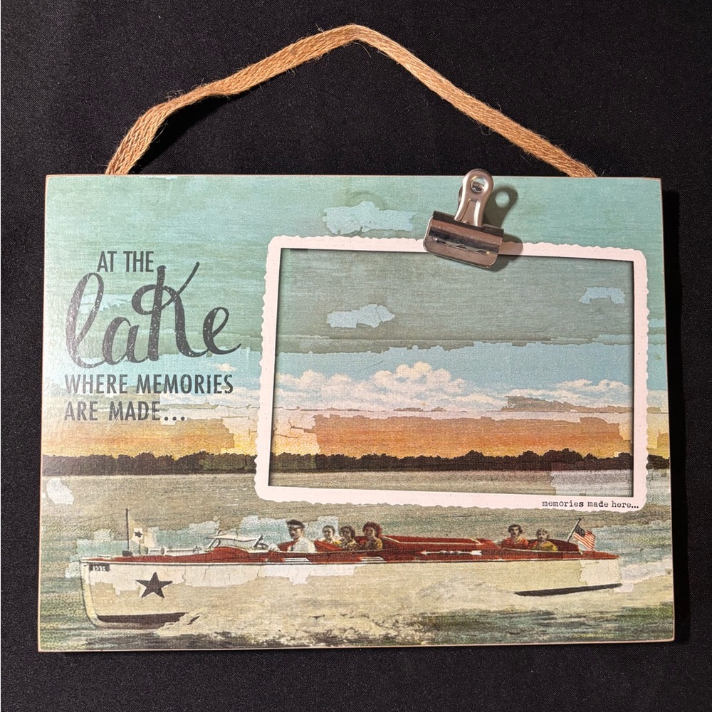 Lake Memories Photo Clip Board, Display Frame Vintage Family